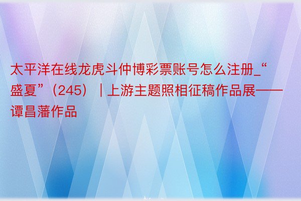 太平洋在线龙虎斗仲博彩票账号怎么注册_“盛夏”(245) | 上游主题照相征稿作品展——谭昌藩作品