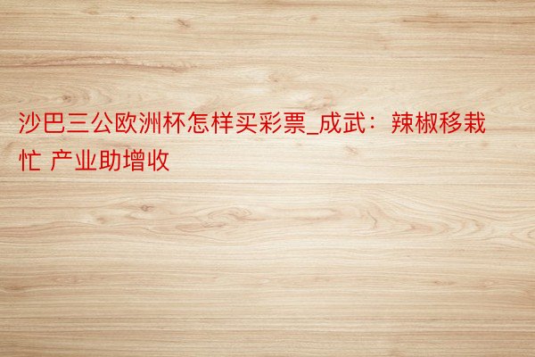沙巴三公欧洲杯怎样买彩票_成武:辣椒移栽忙 产业助增收