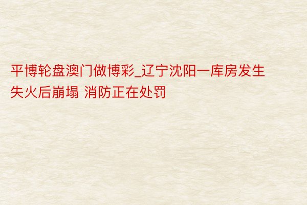 平博轮盘澳门做博彩_辽宁沈阳一库房发生失火后崩塌 消防正在处罚