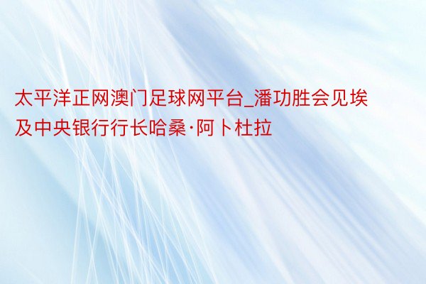 太平洋正网澳门足球网平台_潘功胜会见埃及中央银行行长哈桑·阿卜杜拉